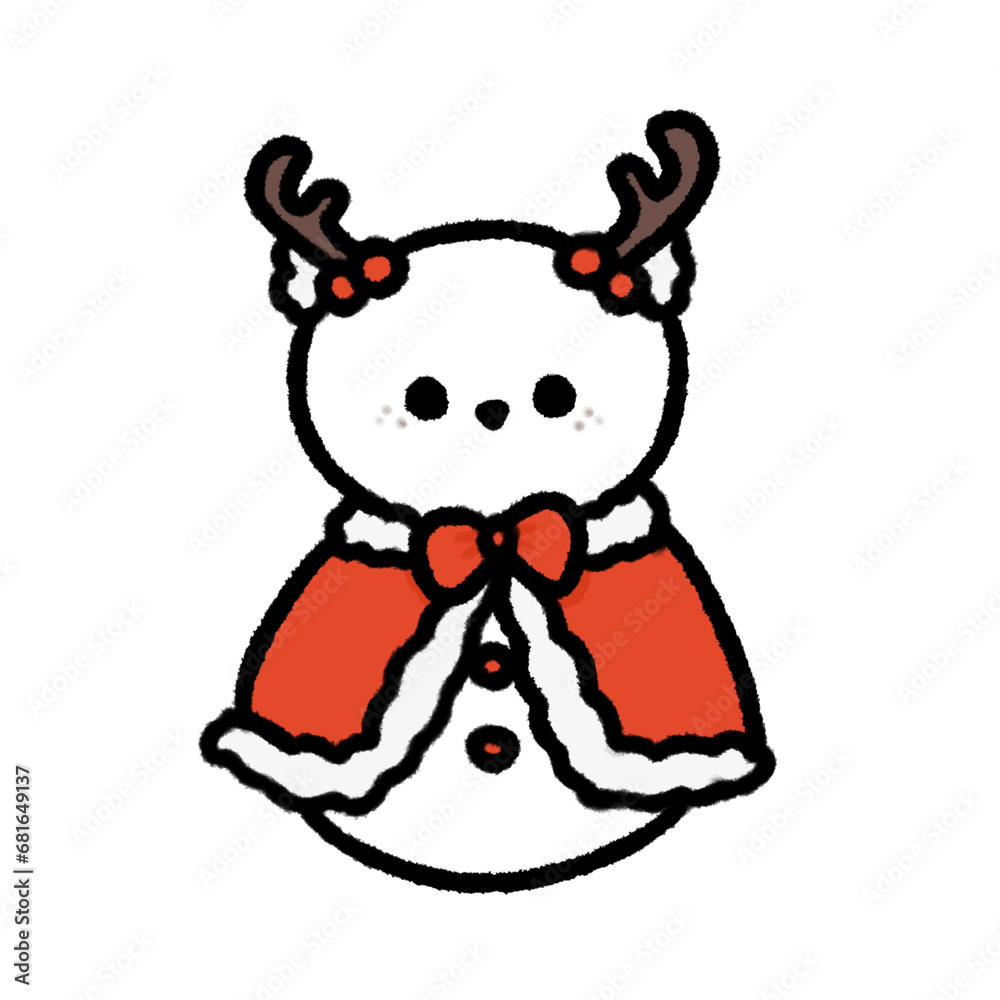 Cute Snowman reindeer Doodle element, Festival signs and symbols, Hand drawn in doodle style Cute Snowman reindeer Doodle element, Festival signs and symbols, Hand drawn in doodle style