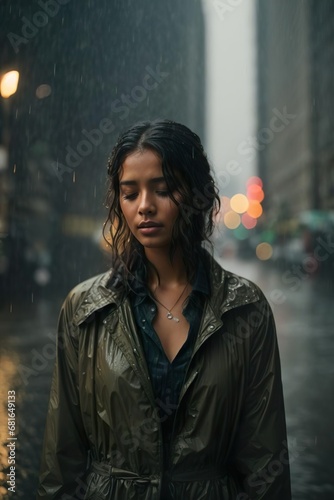 portrait of a person girl in the rain