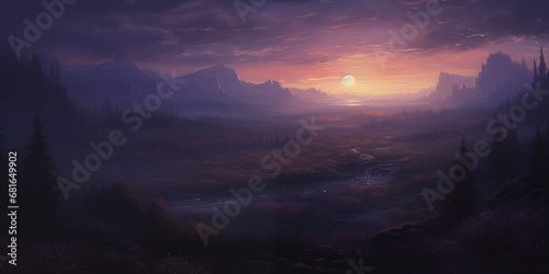 Darkened realistic sunset art