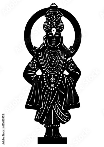 silhouette vector art of Lord Vitthal standing on a brick
