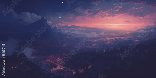 Darkened realistic sunset art