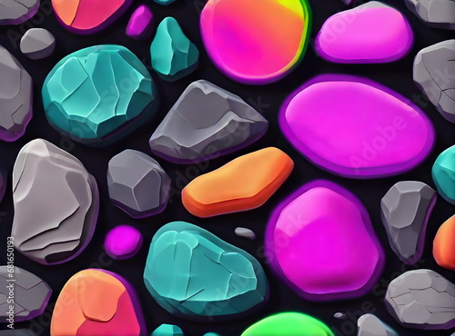 Detailed neon realistic stone background in K.