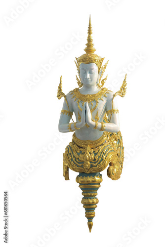 Thai style angel decoration isolated on white background with clipping path. 