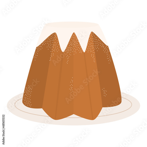 Hand drawn Pandoro traditional italian Christmas cake vector illustration isolated on white background