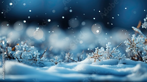 Snow and winter background. Generative AI © crisagperez