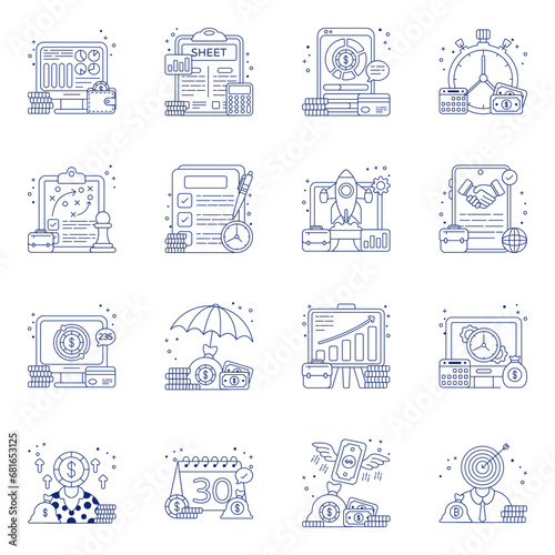 Pack of Business Linear Icons 

