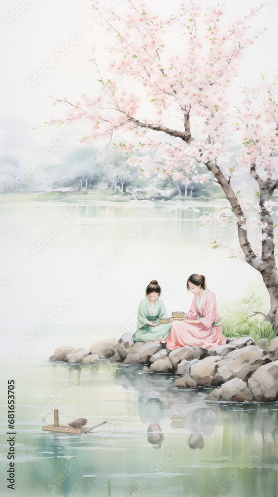 watercolour painting Japanese culture watercolour painting Japanese culture