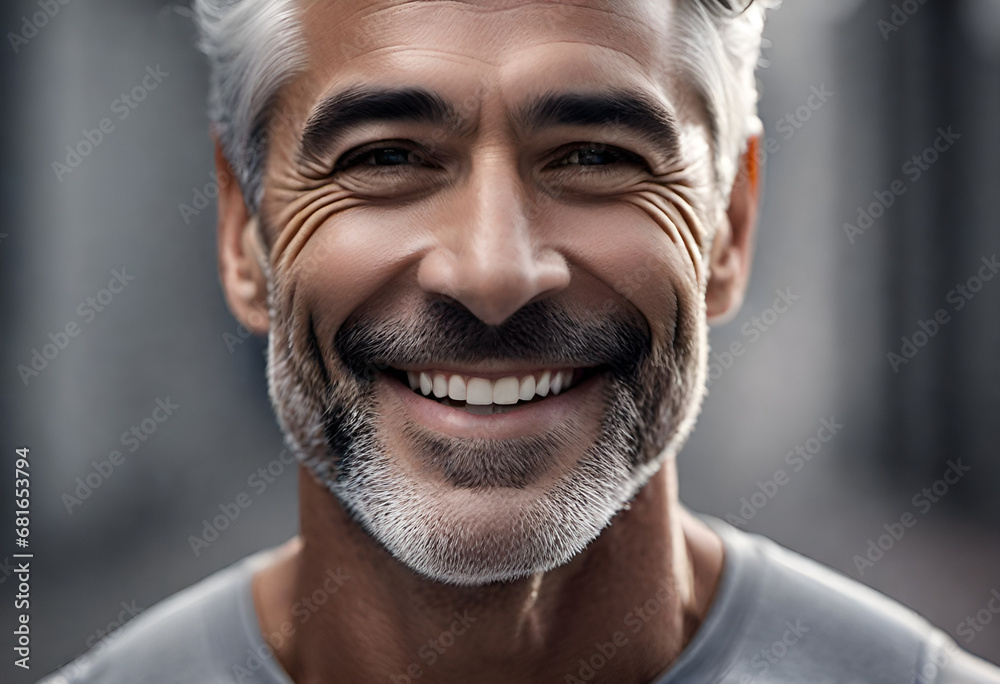 happy healthy middle-aged man in minimal style