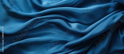 Beautiful texture Waves on Blue Silk Fabric background. AI generated