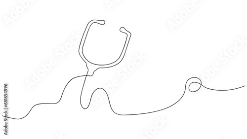 Continuous line drawing of stethoscope. Vector illustration