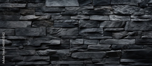 Black Stonewall grunge texture for natural background. AI generated image