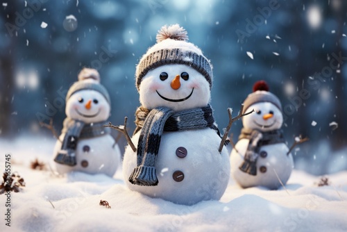 Charming snowman heralds Christmas celebration holiday cheer © Muhammad Shoaib