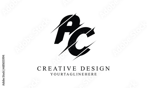 AC black swoosh minimal creative modern brand logo design.