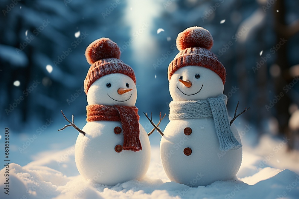 Charming snowman heralds Christmas celebration holiday cheer