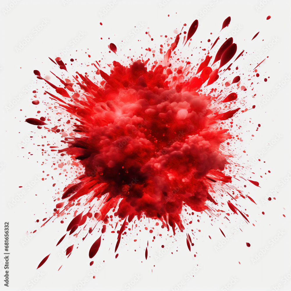 abstract explosion of red paint on a white background, vector illustration