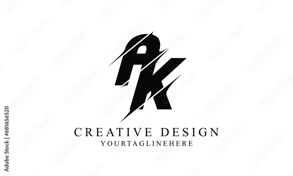 AK black swoosh minimal creative modern brand logo design. AK black swoosh minimal creative modern brand logo design.