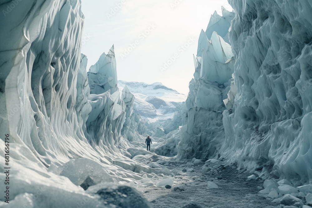 human with unique terrains of glacier valleys have been shaped by ...