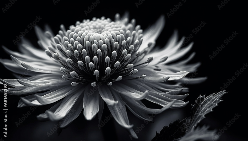 Yellow chrysanthemum, delicate beauty in nature, on black background generated by AI