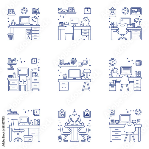Pack of Workspace Linear Icons


