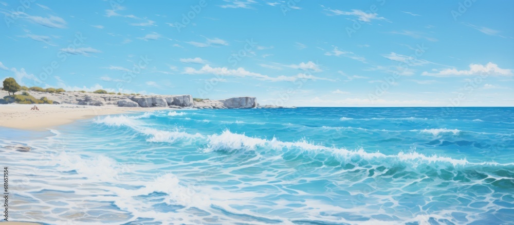 Beautiful tropical beach landscape. AI generated image