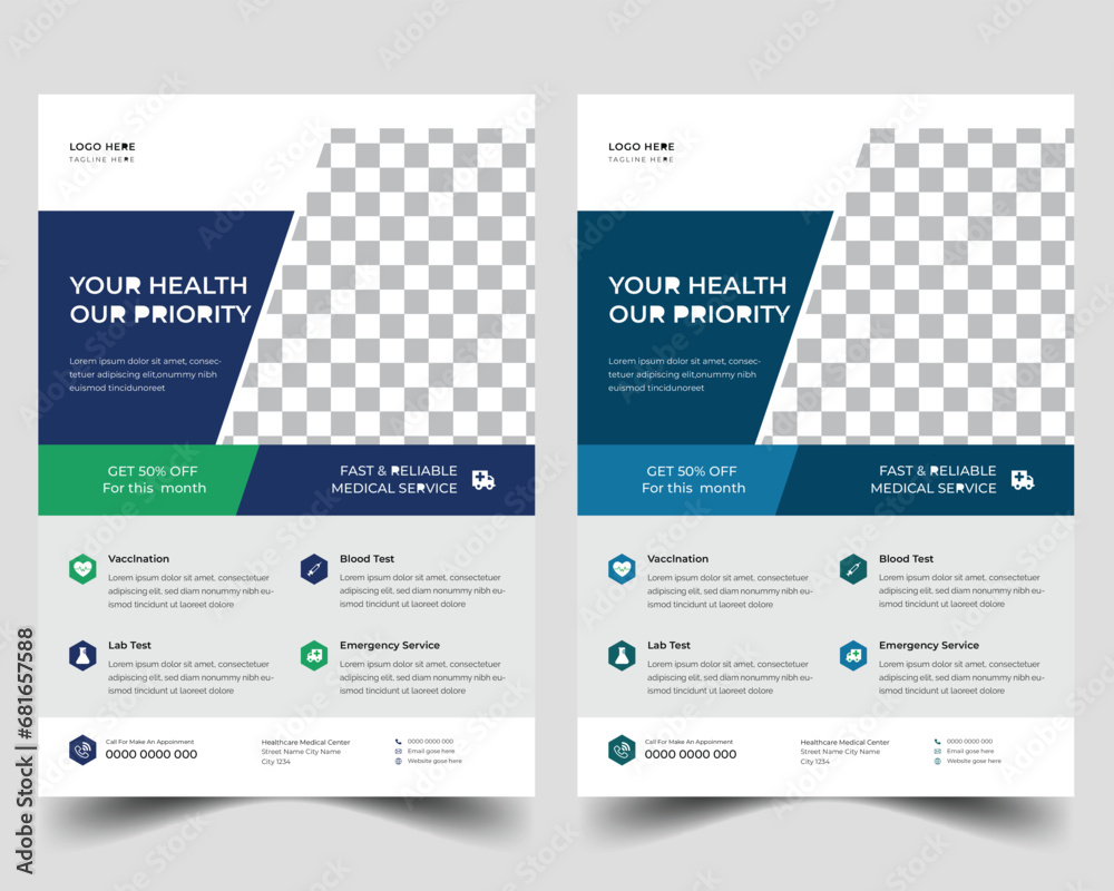 Medical poster or flyer template brochure design medical health flyer template for hospital and doctor clinic promotional