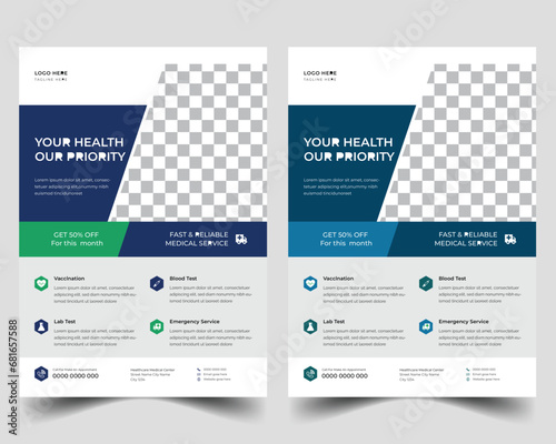 Medical poster or flyer template brochure design medical health flyer template for hospital and doctor clinic promotional