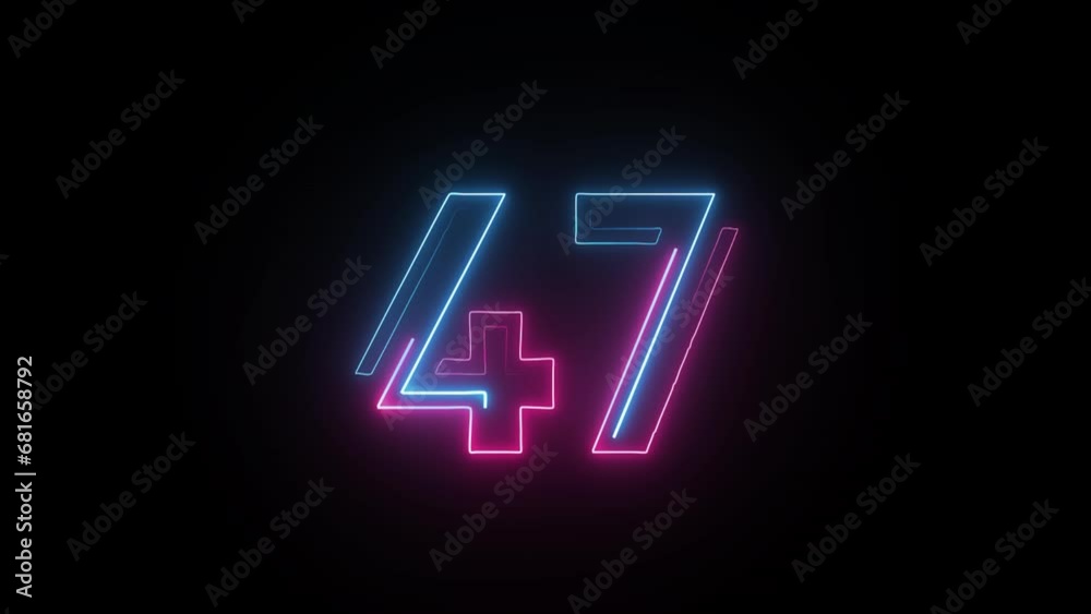 Neon number 47 with alpha channel, neon numbers, number forty seven Neon number 47 with alpha channel, neon numbers, number forty seven