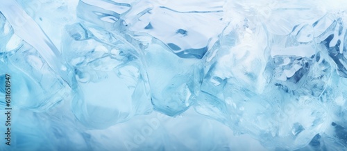 Transparent ice blue under frozen texture background. AI generated image