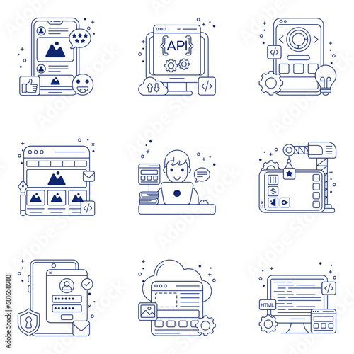 Pack of Web Programming liner Icons

