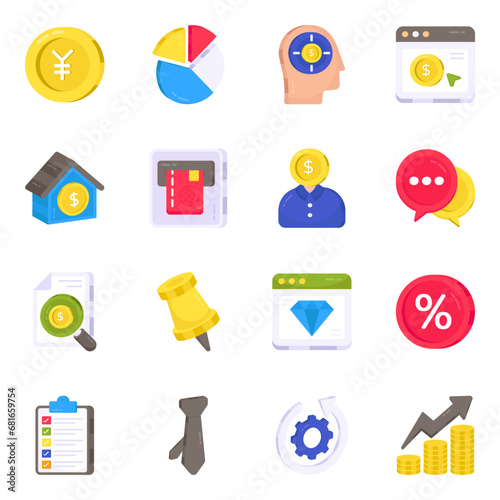 Pack of Business and Investment Flat Icons 

