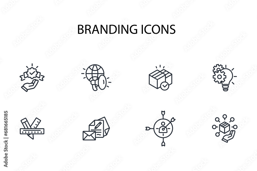 Branding icon set.vector.Editable stroke.linear style sign for use web design,logo.Symbol illustration. Branding icon set.vector.Editable stroke.linear style sign for use web design,logo.Symbol illustration.
