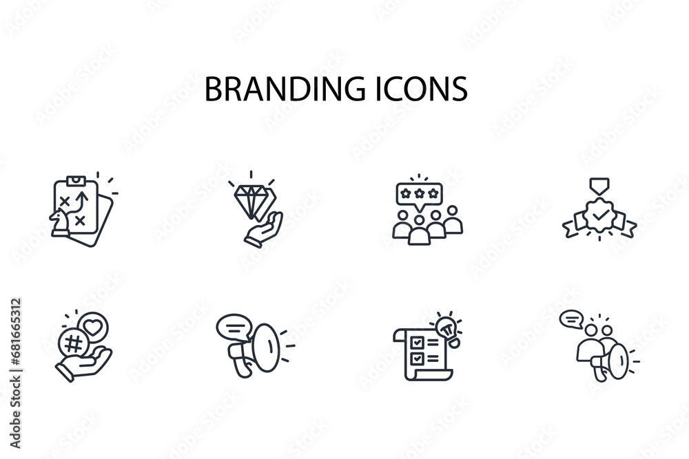Branding icon set.vector.Editable stroke.linear style sign for use web design,logo.Symbol illustration. Branding icon set.vector.Editable stroke.linear style sign for use web design,logo.Symbol illustration.