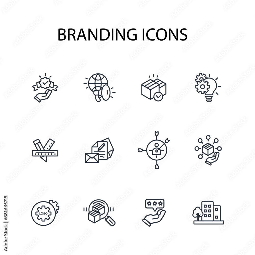 Branding icon set.vector.Editable stroke.linear style sign for use web design,logo.Symbol illustration. Branding icon set.vector.Editable stroke.linear style sign for use web design,logo.Symbol illustration.