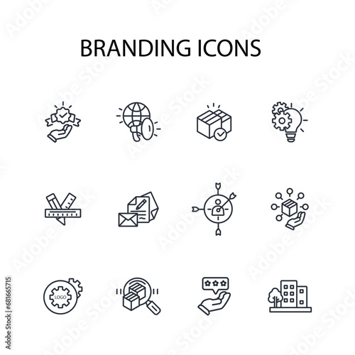 Branding icon set.vector.Editable stroke.linear style sign for use web design,logo.Symbol illustration.