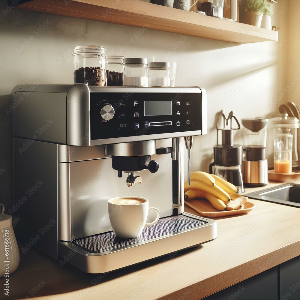 Automatic coffee machine in kitchen. Automatic coffee machine in kitchen.