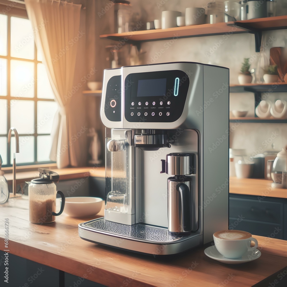 Automatic coffee machine in kitchen. Automatic coffee machine in kitchen.