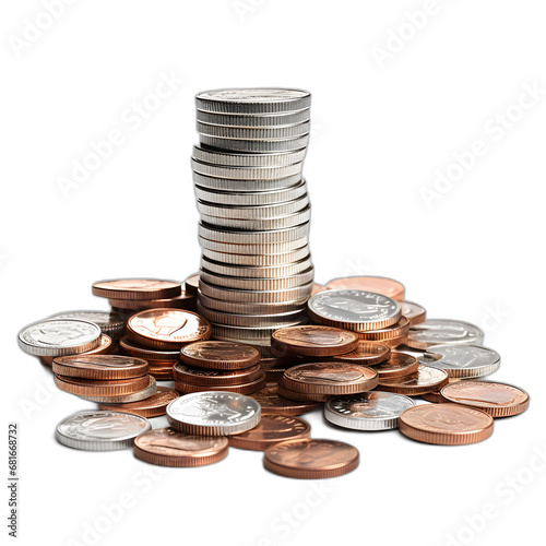 magnet pulling in coins isolated on transparent or white background, png