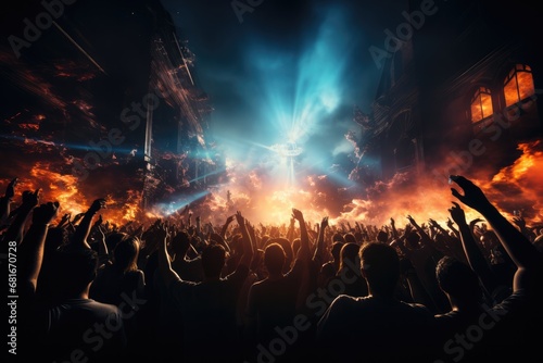 Vibrant crowd, dancing under neon lights, radiates joy. nightlife and entertainment concept © Наталья Добровольска