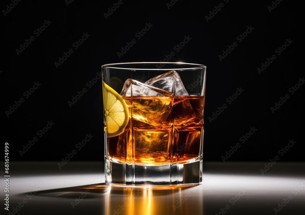 A minimalist image of a Cuba Libre cocktail, with a single glass placed on a clean, white surface.