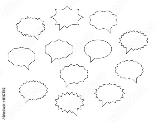 Set talk bubbles speech vector. Blank empty bubble icon design elements. Chat on line symbol template. Collection dialogue balloon stickers silhouette. 