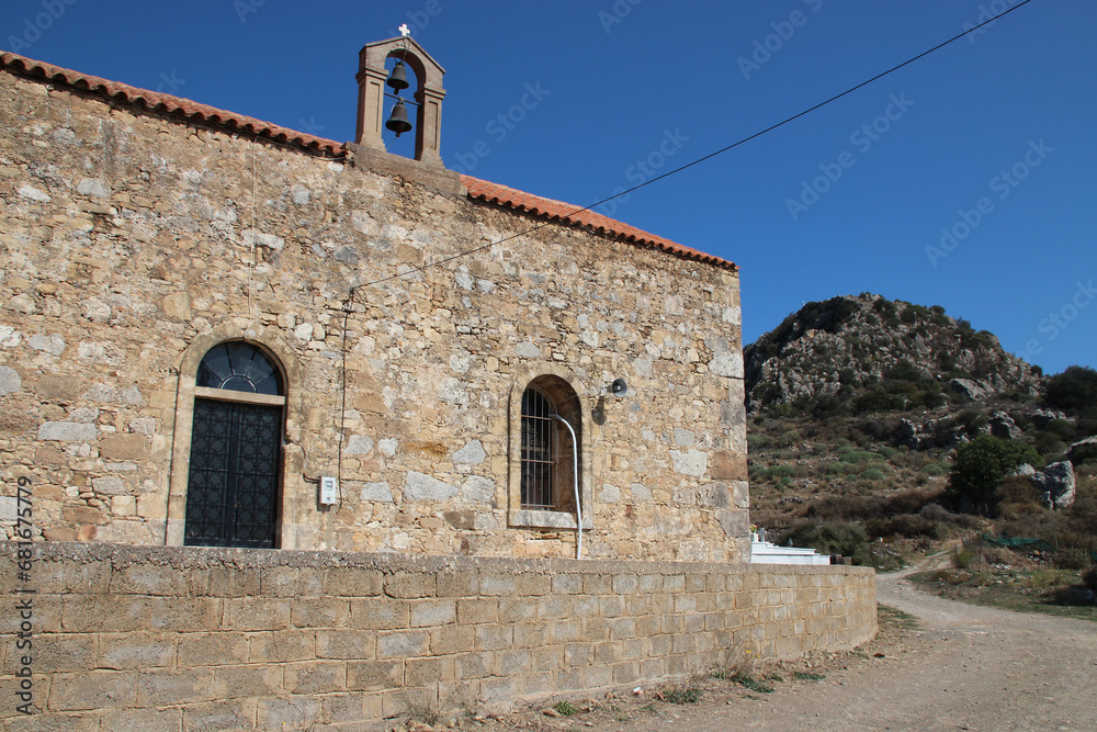 orthodox church (holy fathers or agioi pateres) in polyrinia in crete in greece 