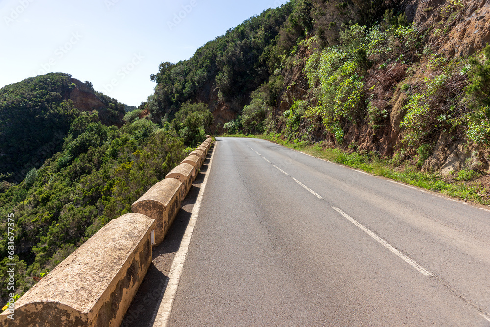 Road in Anaga mountains. Tenerife, Canary islands, Spain