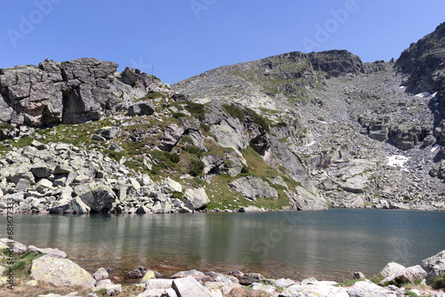 Landscape of Rila Mountain near The Scary lake, Bulgaria photo