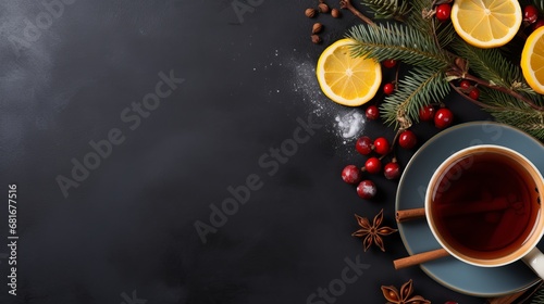 Beat see glass of tea flavored by lemon christmas tree branch ice creams update paper on dull ruddy table