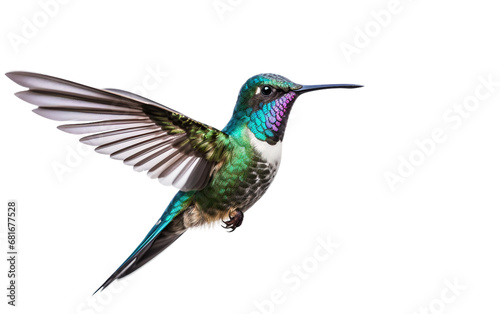 Charming a Hummingbird Colorful is Flying Isolated on Transparent Background PNG.