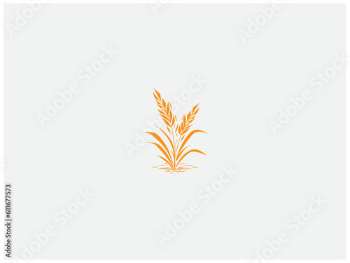premium rice plant logo vector, vector and illustration,