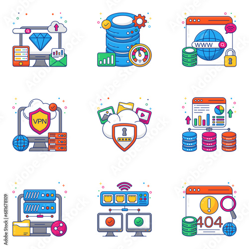 Pack of Data and Security Flat Icons 

