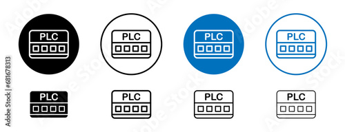 PLC vector icon set. PLC vector symbol in black and blue color. photo