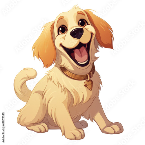Golden Retriever dog, cute dog, cartoon dog, transparent background