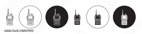 Walkie talkie vector icon set. Military electronic communication device vector symbol. Radio transceiver vector pictogram suitable for apps and websites ui designs. photo
